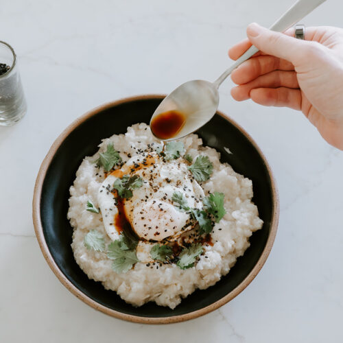 Chicken Congee with Poached Egg